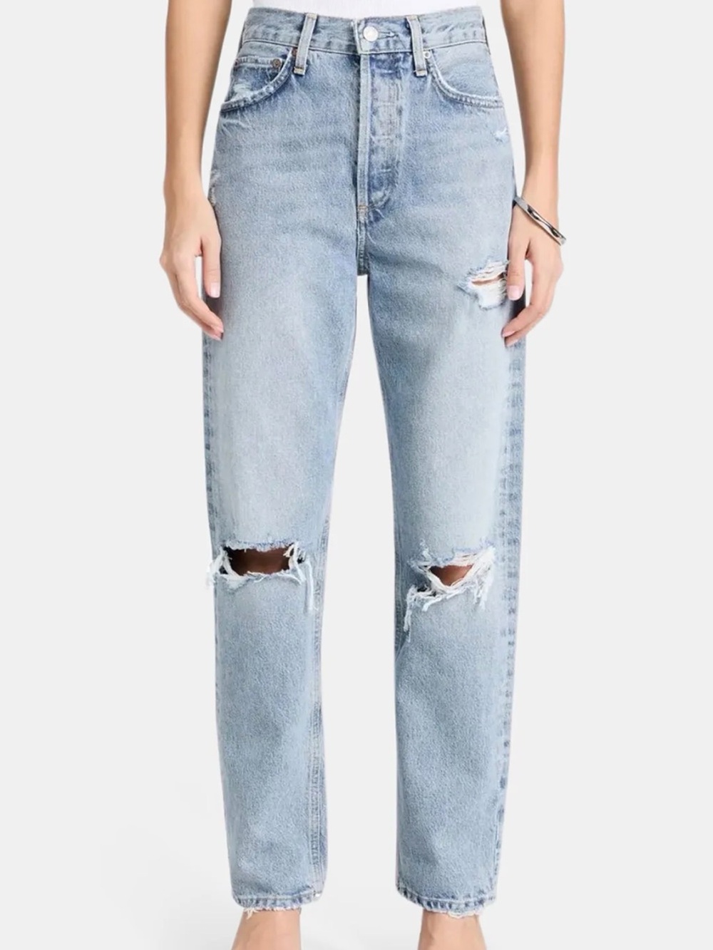 Agolde EUC 90s Jeans in Threadbare Light Blue Distressed High-Rise Size 26